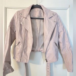 Light Pink Leather Jacket - No Label, size XS